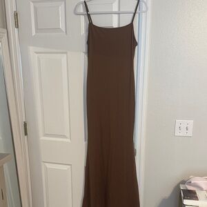 Brown Spaghetti Strap Maxi Dress